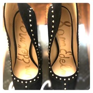 Sam Edelman suede gold studded pumps
